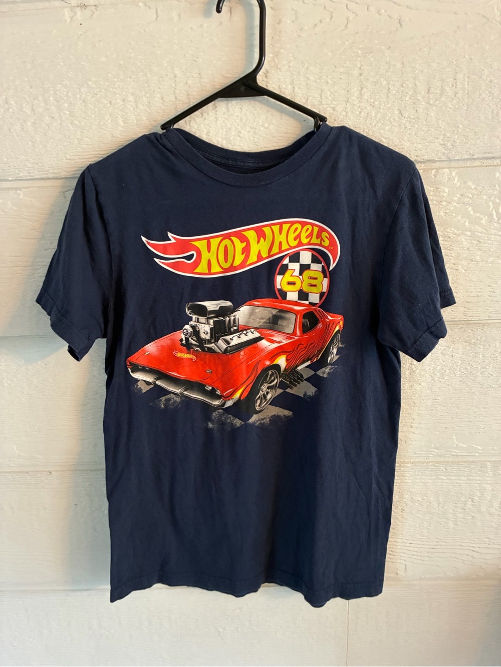 Hot Wheels Kids' Navy Short Sleeve Tee with Red Race Car Graphic